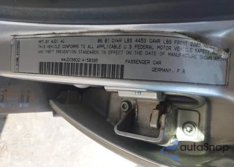 2001 Audi A4 1.8 T from USA, damaged, VIN WAUDC68D21A150395